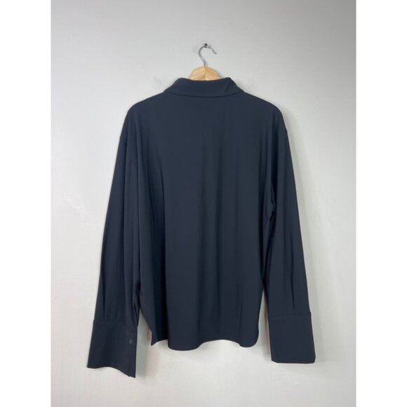 Ona Lightweight Long Sleeve Button Down Oversized Shirt Women's Black Medium - Picture 6 of 7